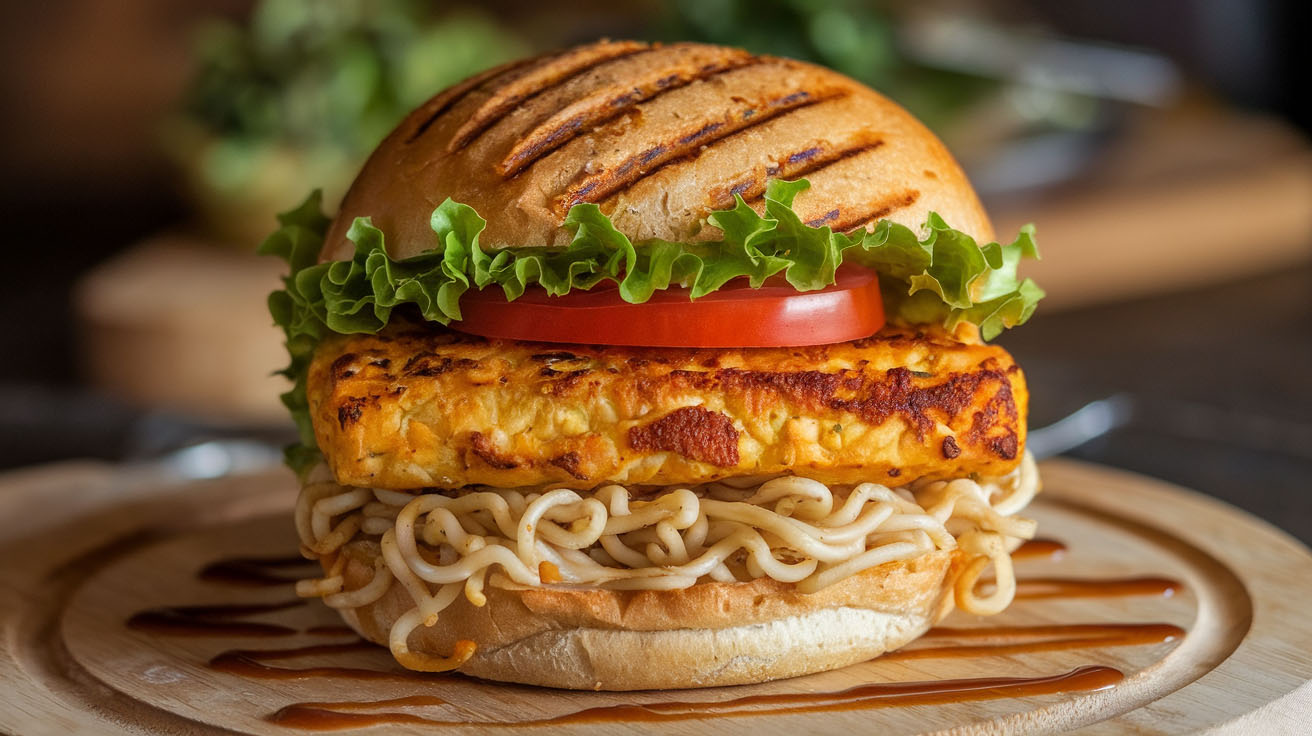 Paneer Noodles Burger